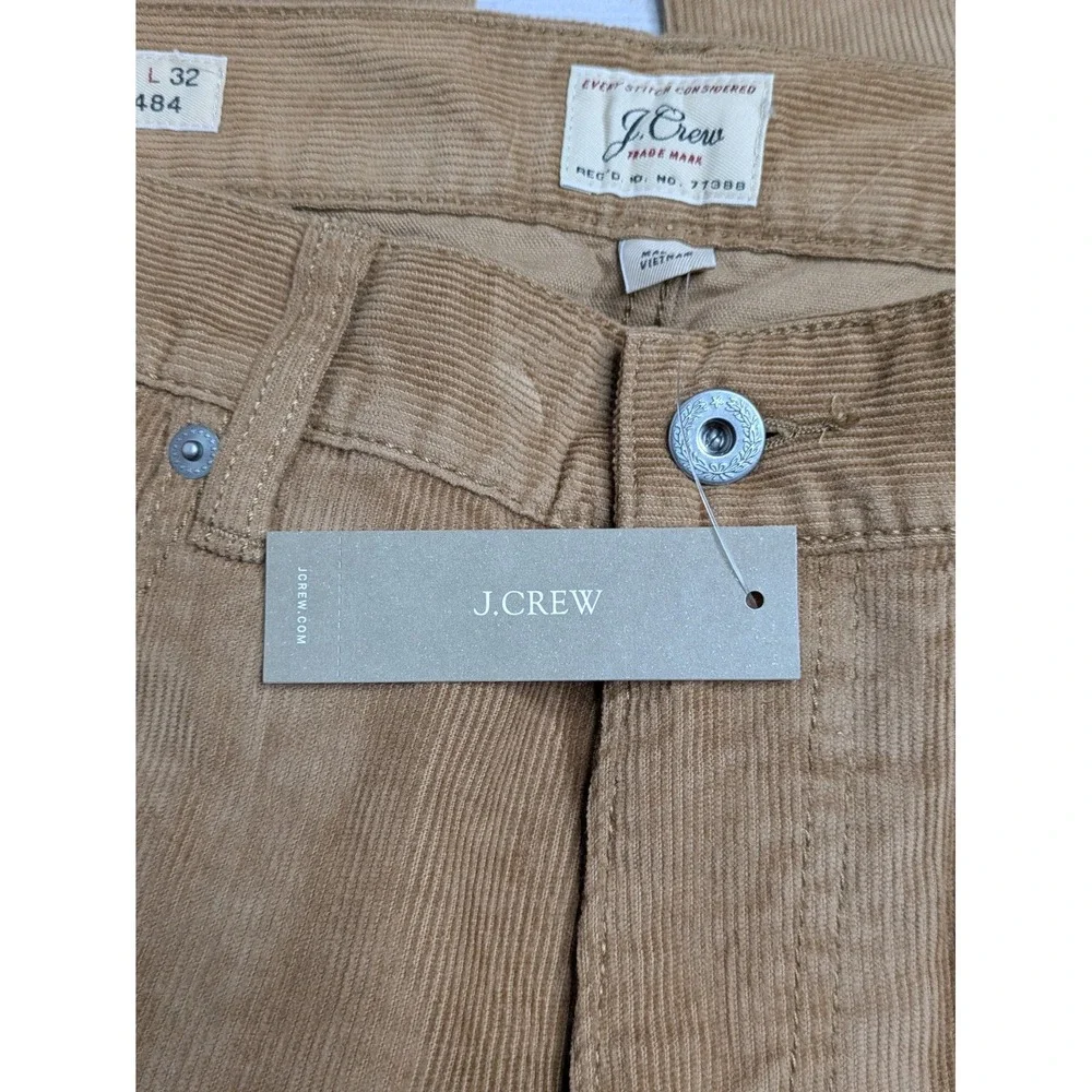 NEW J Crew 484 Slim Fit Corduroy Pants Mens 32x32 Brown Khaki‎ MSRP $98